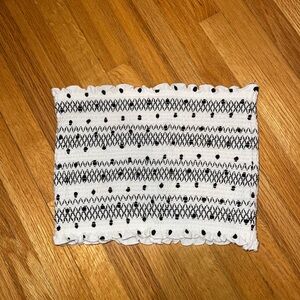 Black and White Smocked Tube Top